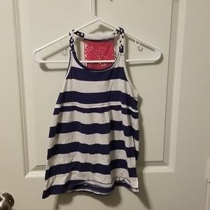 Girls size L (10-12) blue and white tank top